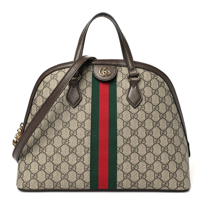 Gucci GG Supreme Monogram Web Medium Ophidia Top Handle Dome Bag Brown 1 of 11