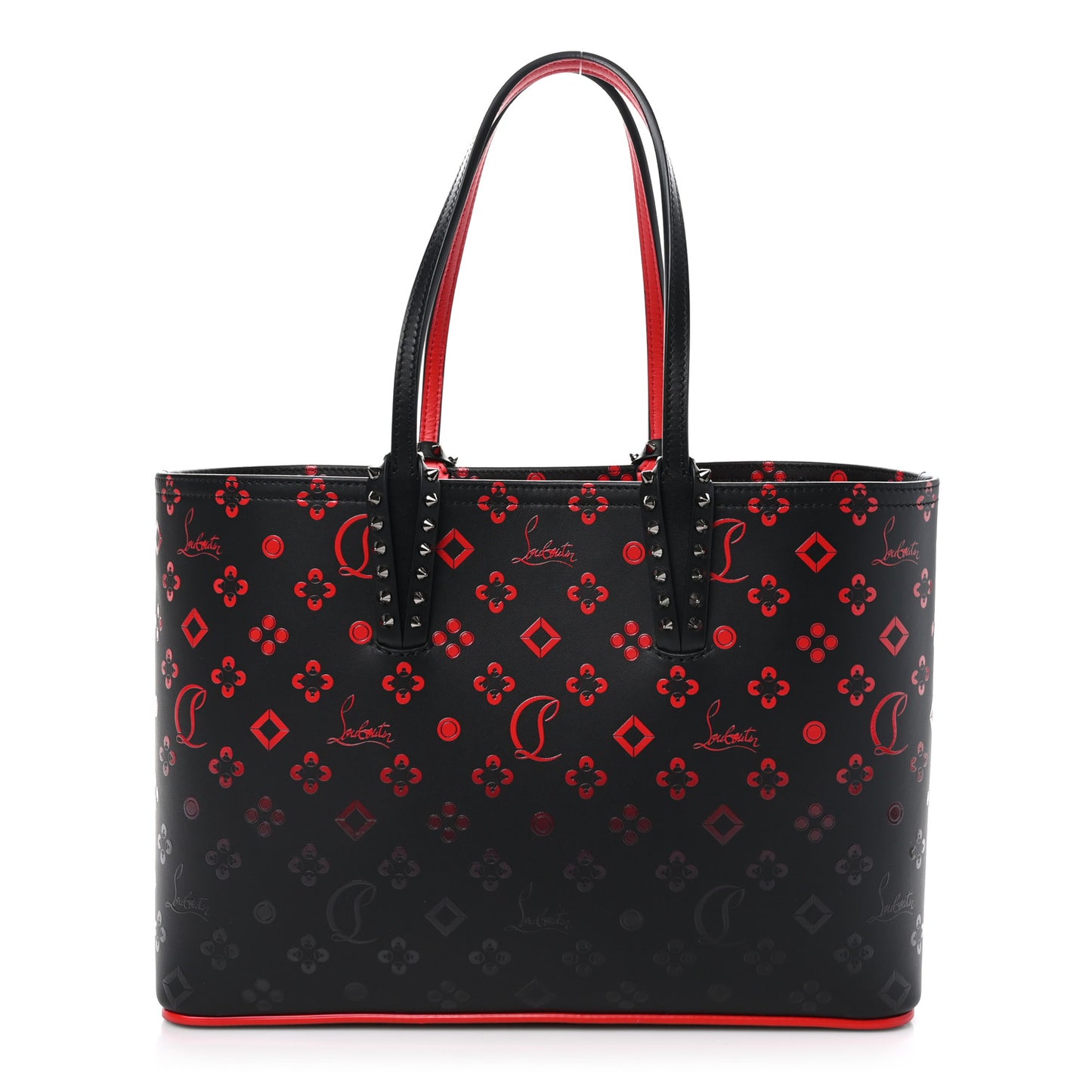 Perforated Calfskin Degrade Small Loubinthesky East West Cabata Tote Black Red