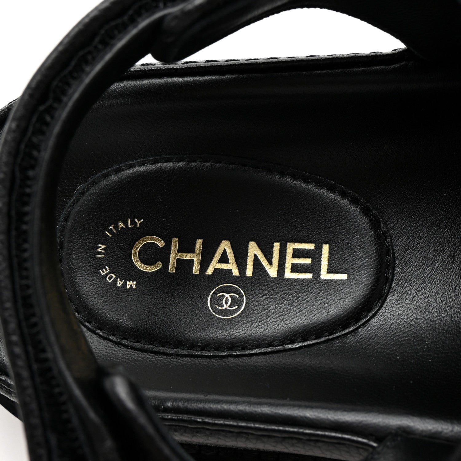 Chanel Grained Calfskin Velcro Dad Sandals 36 Black 8 of 10