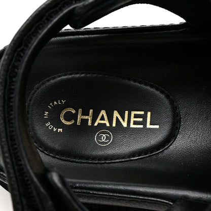 Chanel Grained Calfskin Velcro Dad Sandals 36 Black 8 of 10