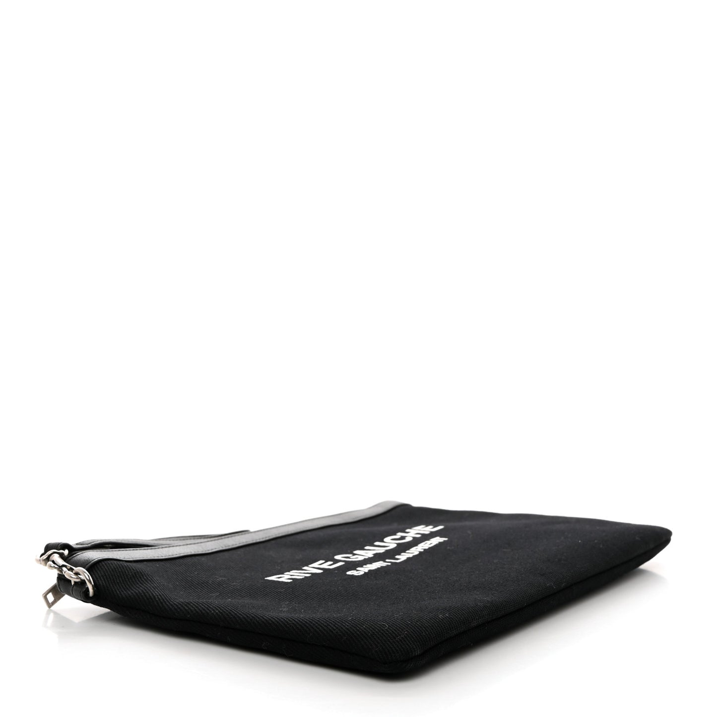 Linen Canvas Rive Gauche Zipped Pouch Black