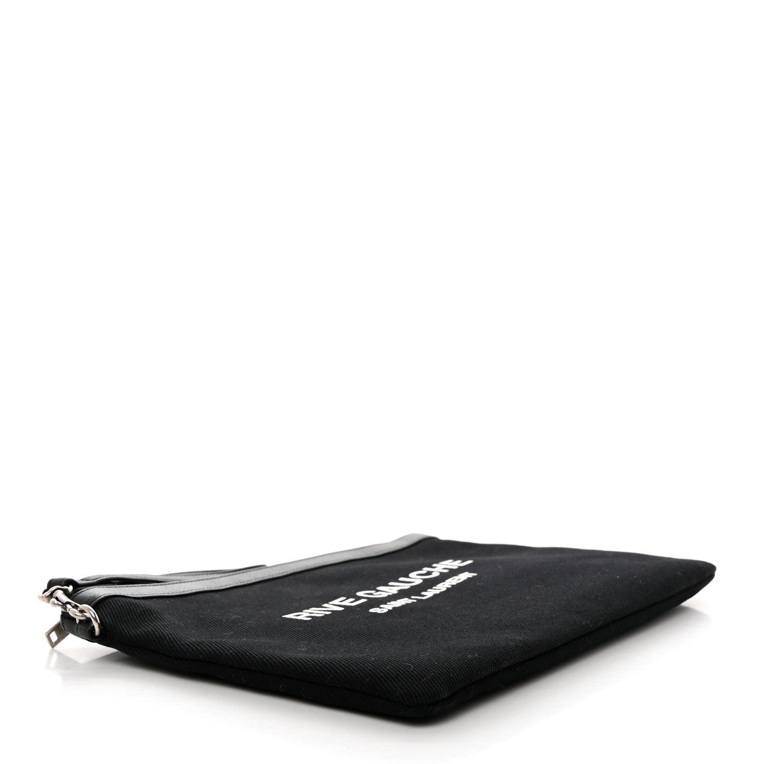 Saint Laurent Linen Canvas Rive Gauche Zipped Pouch Black 4 of 8