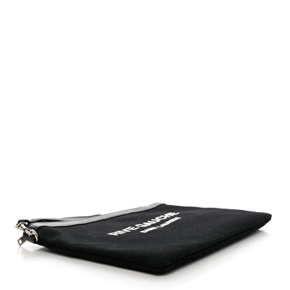 Saint Laurent Linen Canvas Rive Gauche Zipped Pouch Black 4 of 8