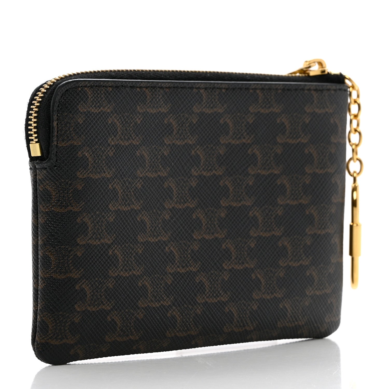 Celine Triomphe Canvas Logo Coin and Card Pouch With Hook Black 3 of 9