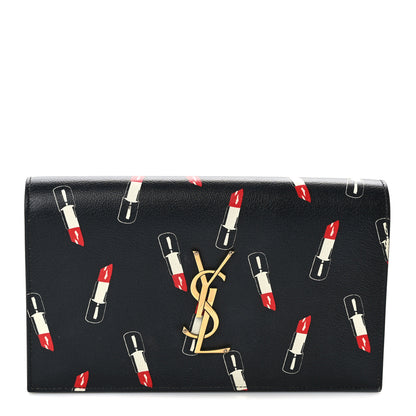 Saint Laurent Calfskin Lipstick Print Classic Monogram Kate Clutch Black 1 of 6