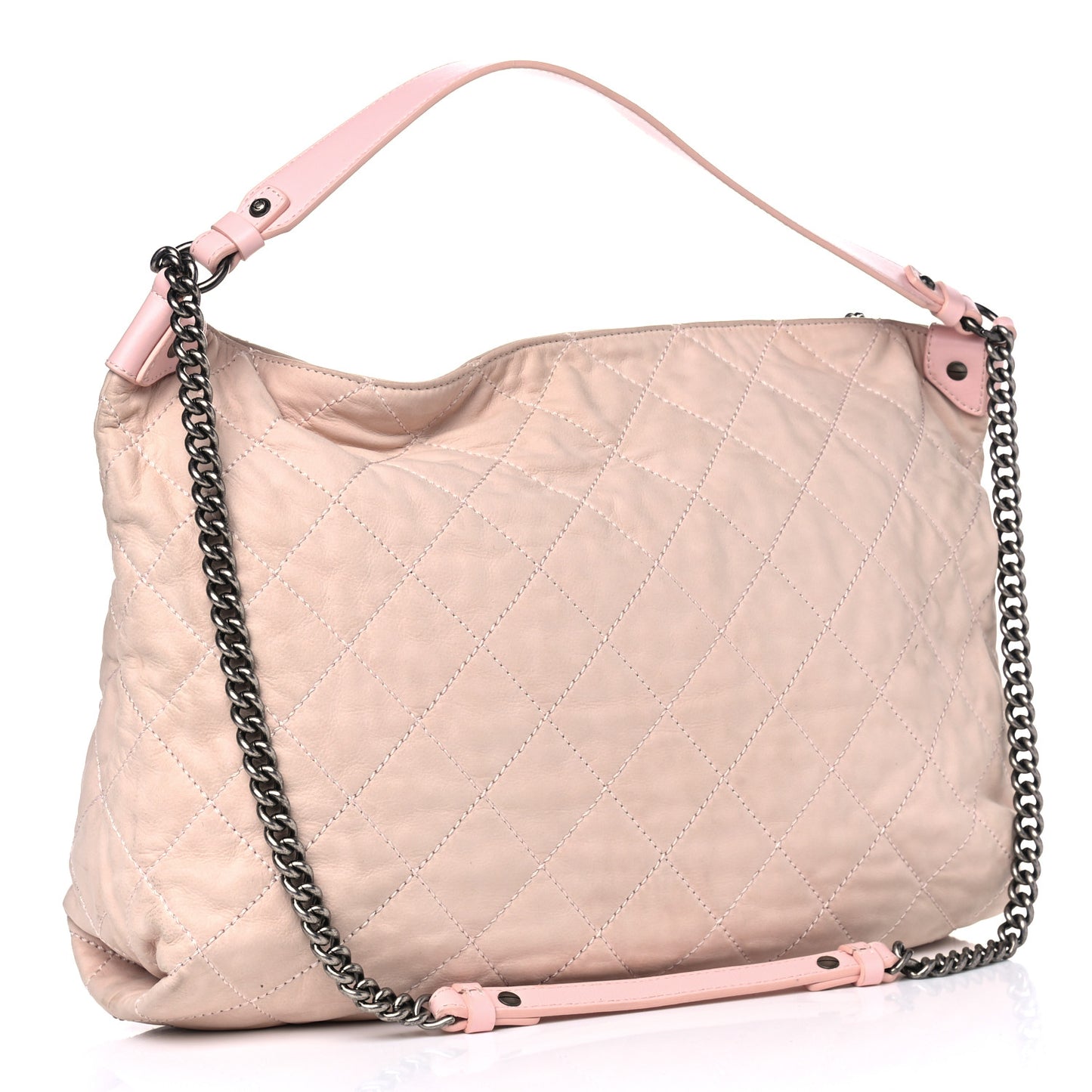 Iridescent Calfskin Quilted Coco Daily Hobo Rose Clair