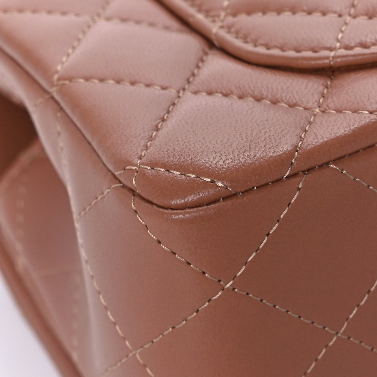 Lambskin Quilted Mini Rectangular Flap Brown