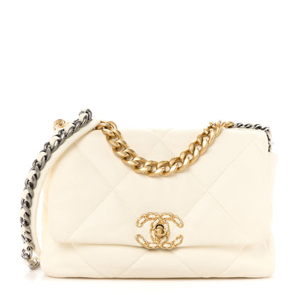 Chanel Goatskin Quilted Medium Chanel 19 Flap White 1 of 10