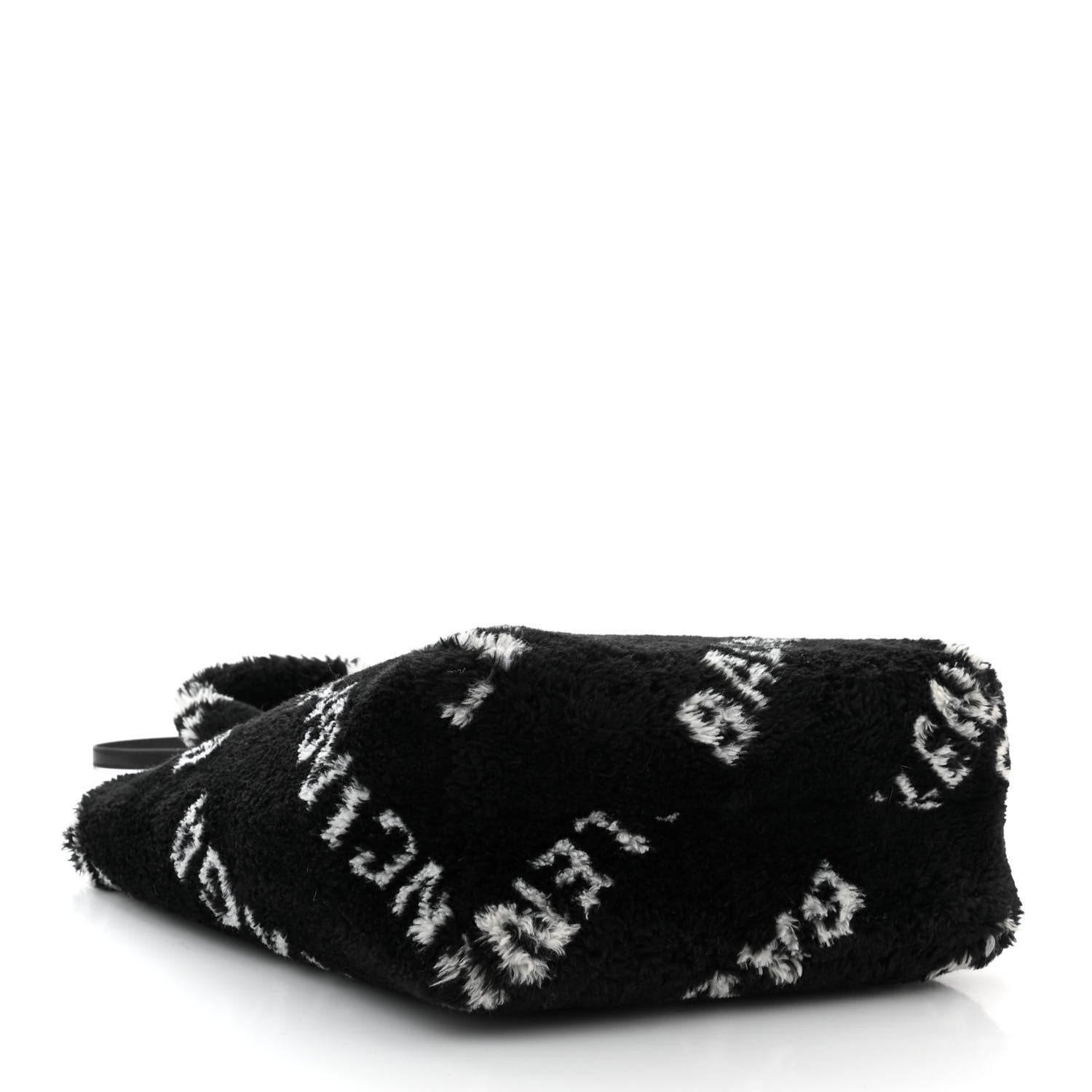 Balenciaga Faux Fur Diagonal Logo Everyday Tote Black White 4 of 9