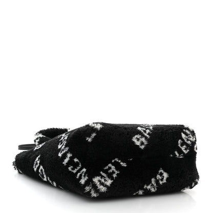 Balenciaga Faux Fur Diagonal Logo Everyday Tote Black White 4 of 9
