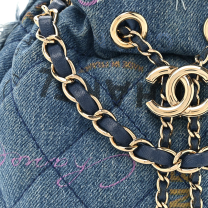 Chanel Denim Quilted Small Mood Bucket With Chain Blue Multicolor 8 of 12