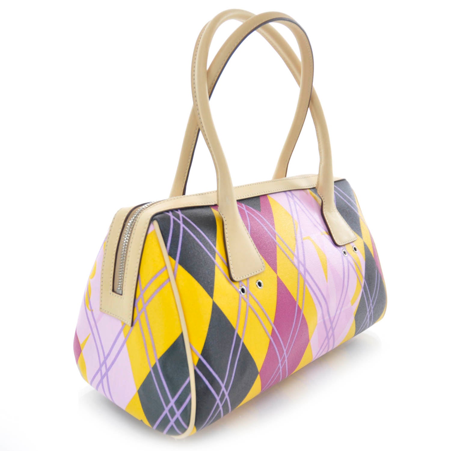 Christian Dior Coated Canvas Argyle Golf Satchel 3 of 8