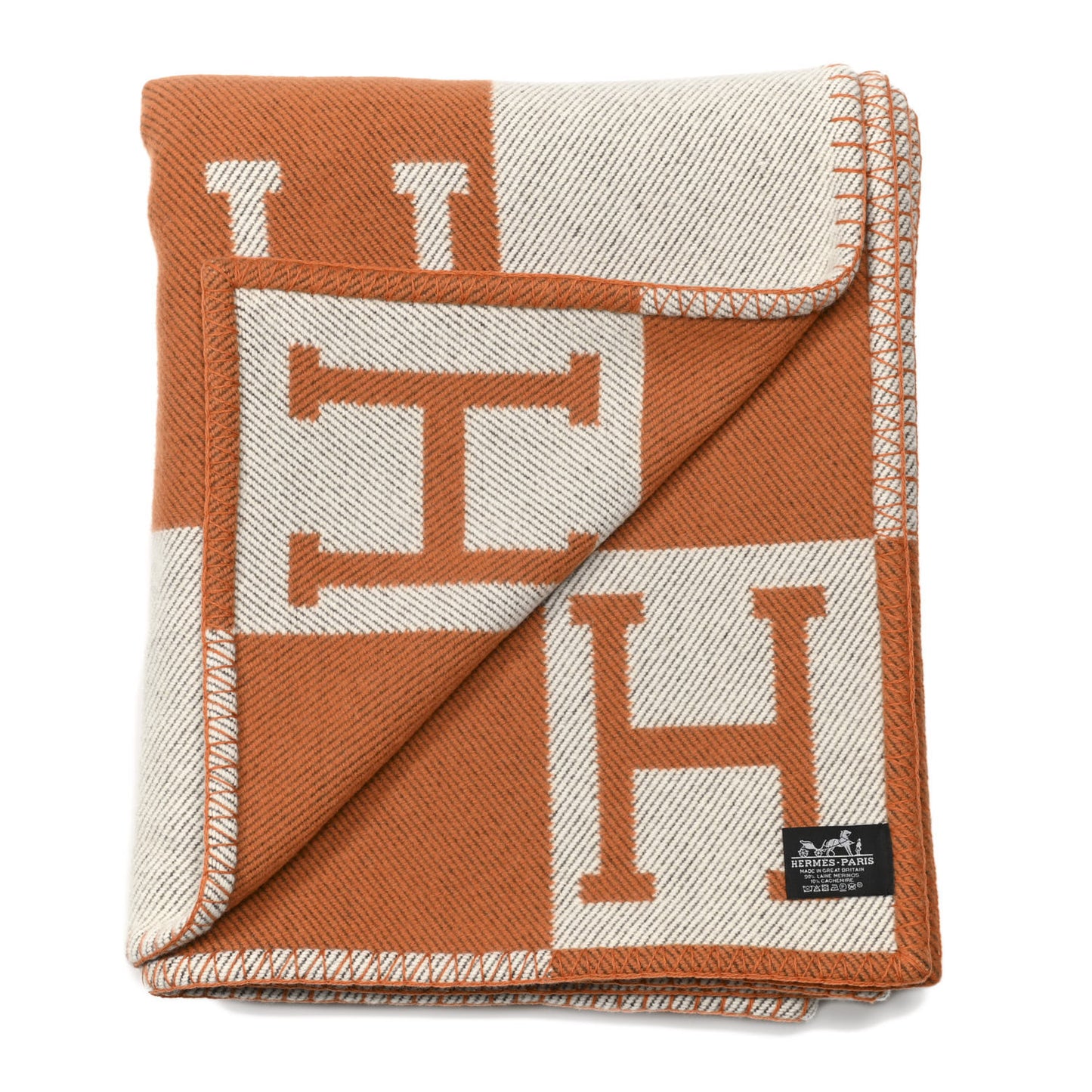 Wool Cashmere Signature Classic Avalon Blanket Ecru Potiron