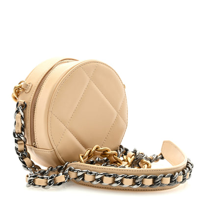 Chanel Lambskin Quilted Chanel 19 Round Clutch With Chain Beige 3 of 8