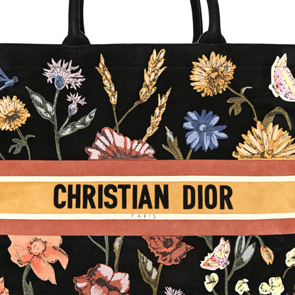 Christian Dior Suede Floral Hand Painted Large Book Tote Black 8 of 10