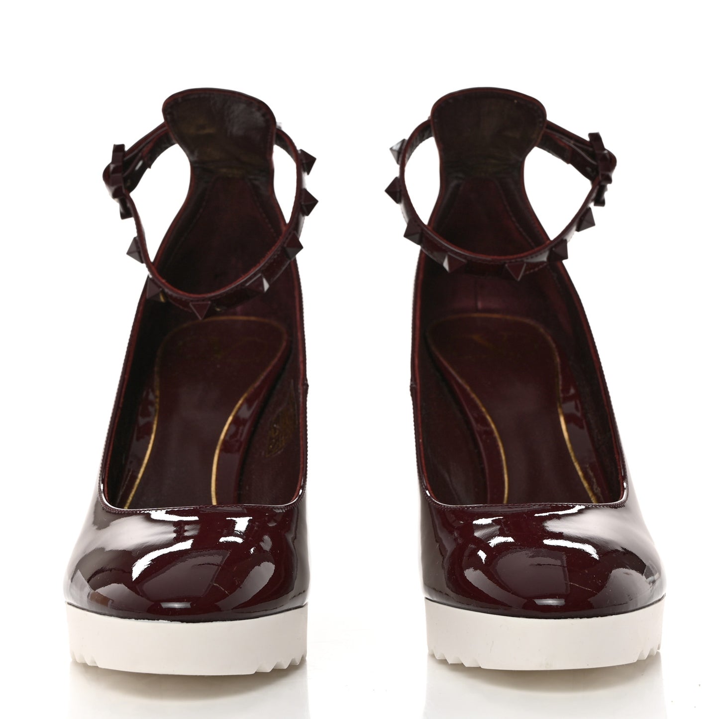 Patent Rockstud Ankle Strap Wedges 37.5 Rubin