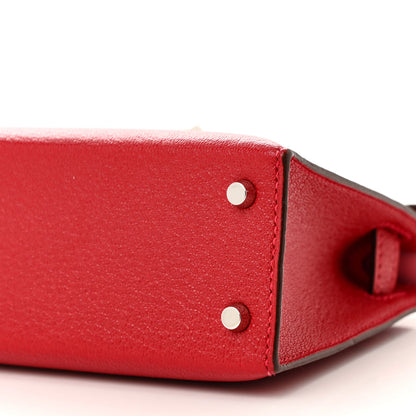 Hermes Chevre Mysore Verso Mini Kelly Sellier 20 Rouge Vif Rose Confetti 10 of 10