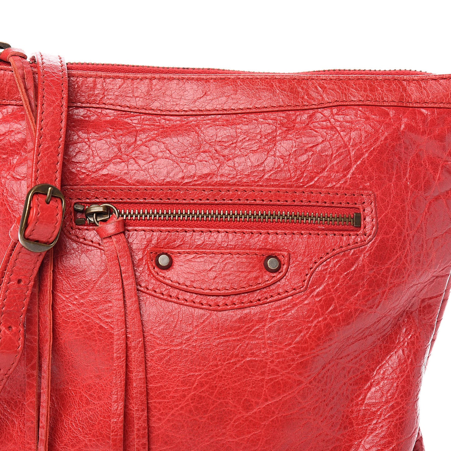 Agneau Classic Hardware Flat Crossbody Rouge Cardinal