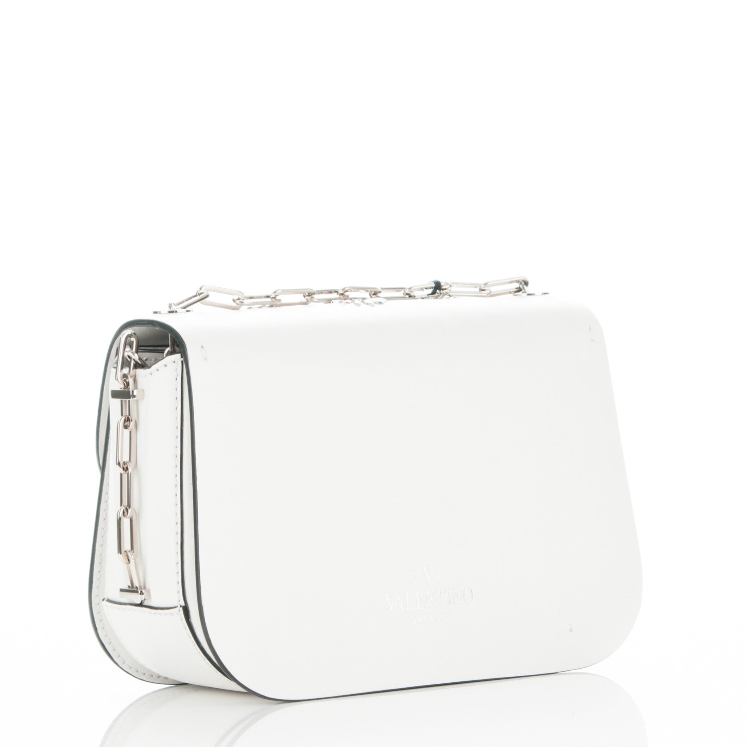 Valentino Garavani Vitello Loveblade Embellished Chain Flap Bag White 3 of 7