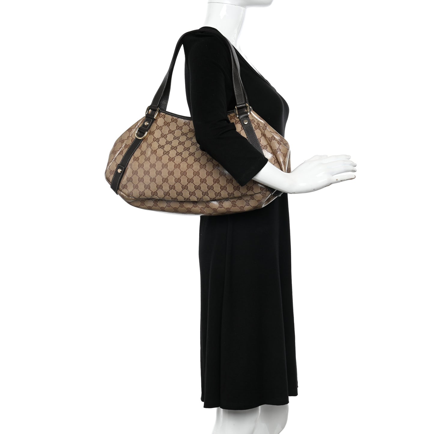 Crystal Monogram Medium Abbey Shoulder Bag Dark Brown