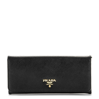 Prada Saffiano Metal Continental Flap Wallet Nero Black 1 of 8