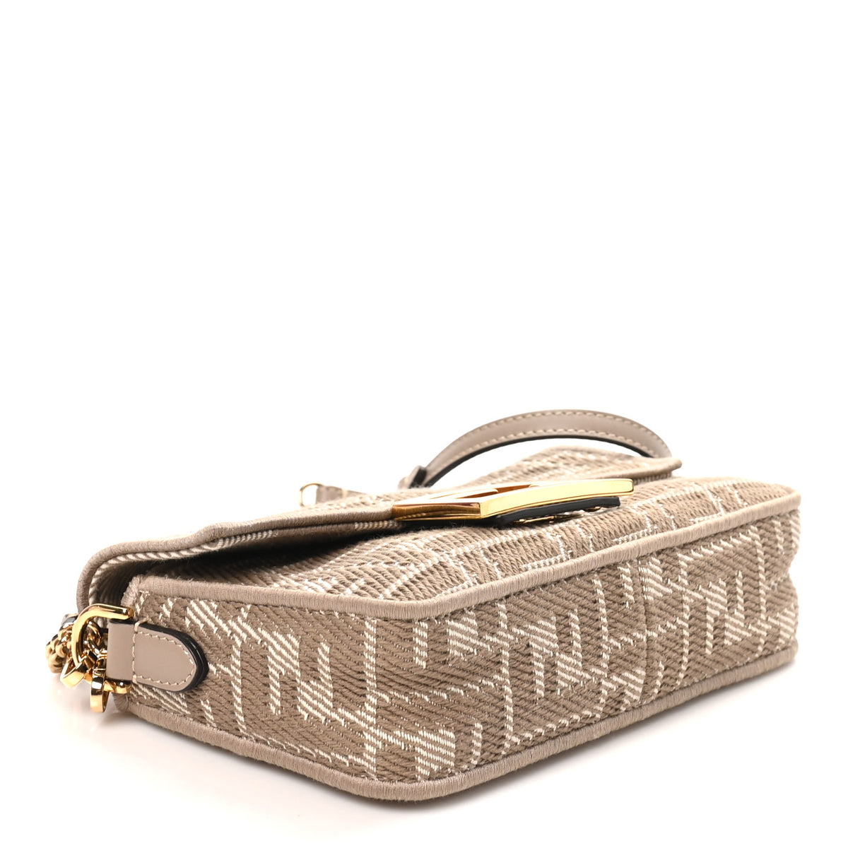 Fendi Denim Jacquard FF Effect Vitello Grace Mini Baguette Dove White Dove 4 of 10