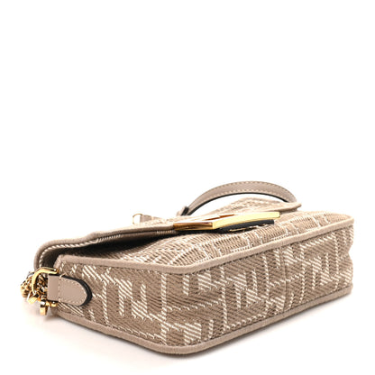 Fendi Denim Jacquard FF Effect Vitello Grace Mini Baguette Dove White Dove 4 of 10