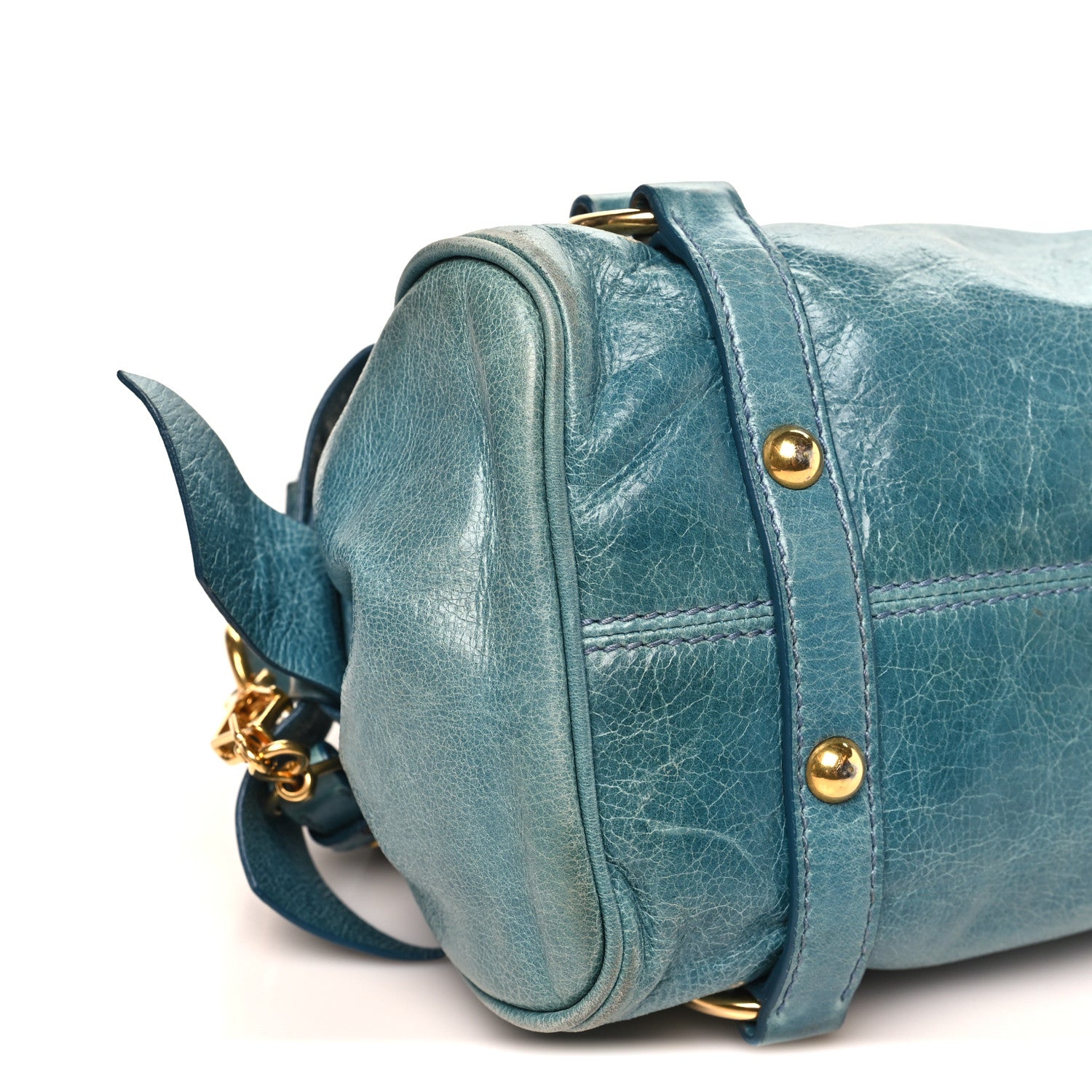 Miu Miu Vitello Lux Mini Bow Bag Blue 8 of 11