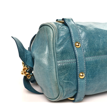 Miu Miu Vitello Lux Mini Bow Bag Blue 8 of 11