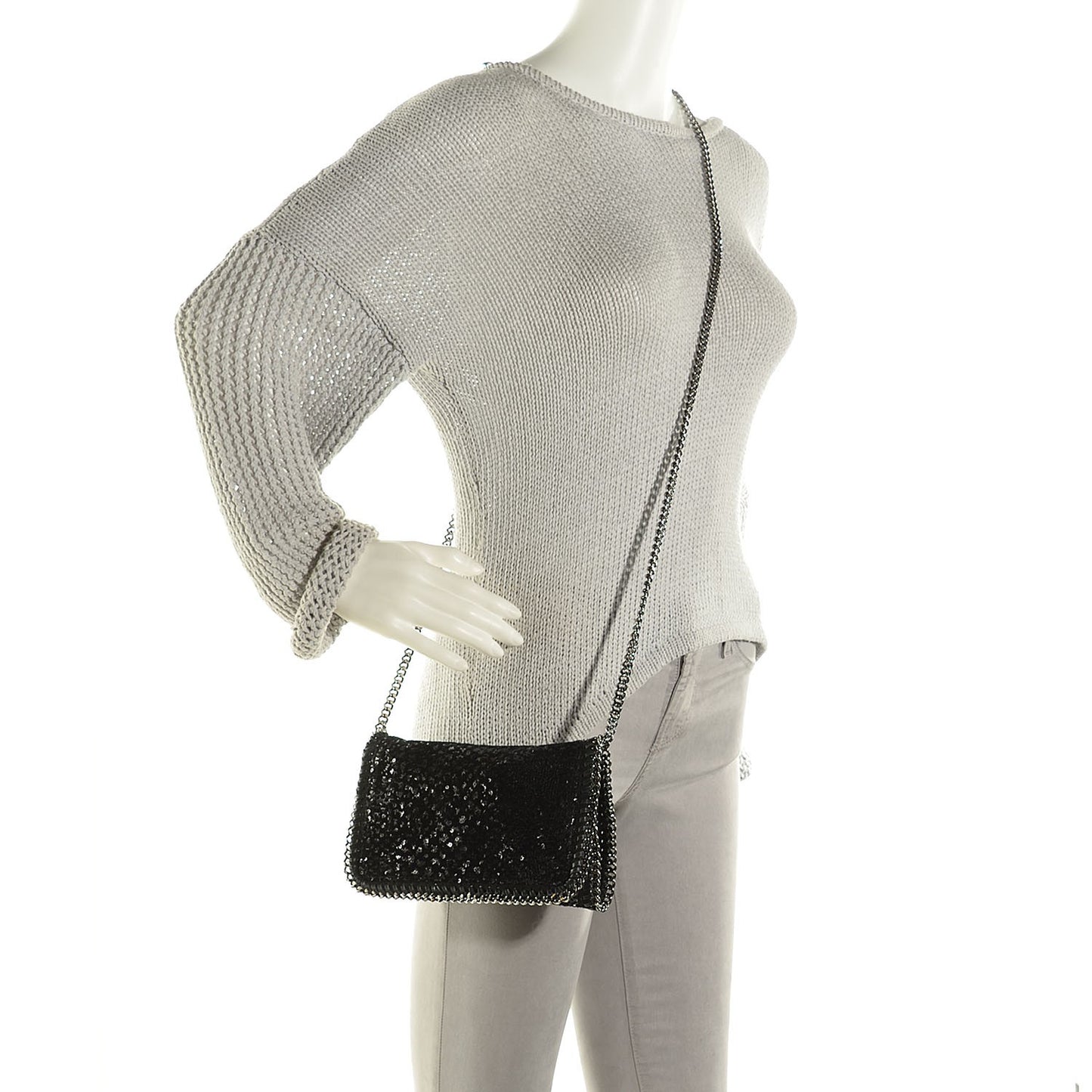 Sequin Falabella Crossbody Black