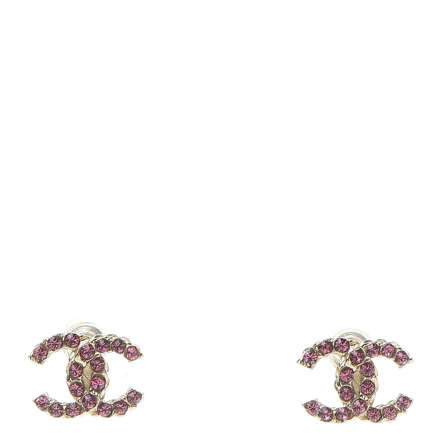 Crystal Mini CC Earrings Pink Gold