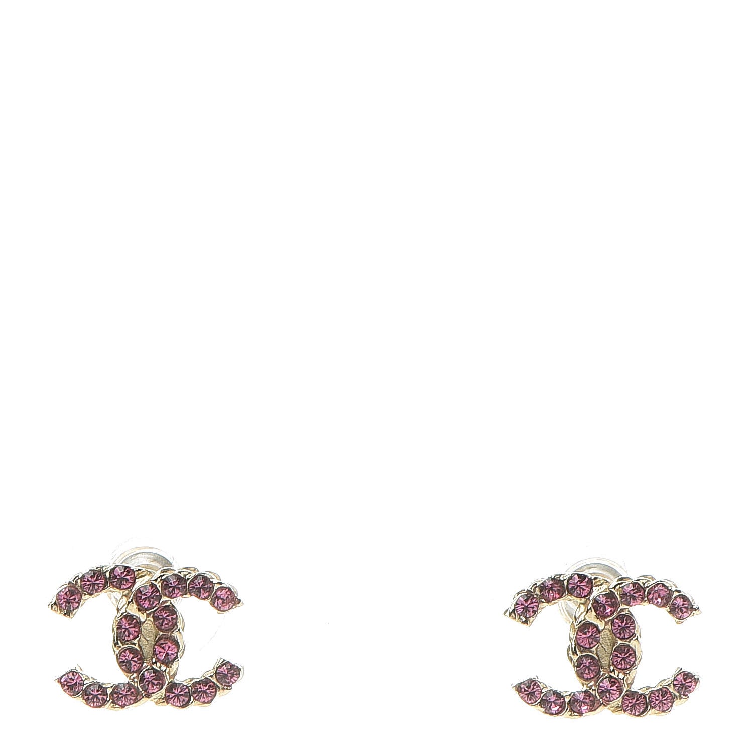 Chanel Crystal Mini CC Earrings Pink Gold 1 of 4