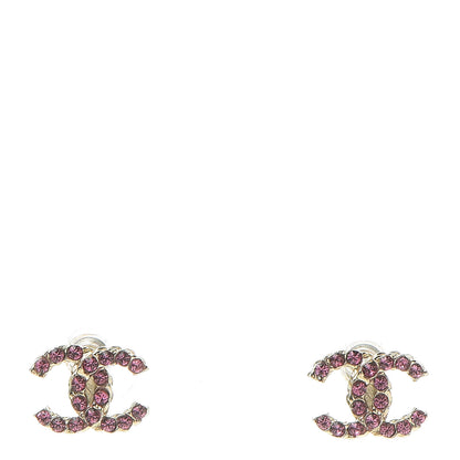 Chanel Crystal Mini CC Earrings Pink Gold 1 of 4