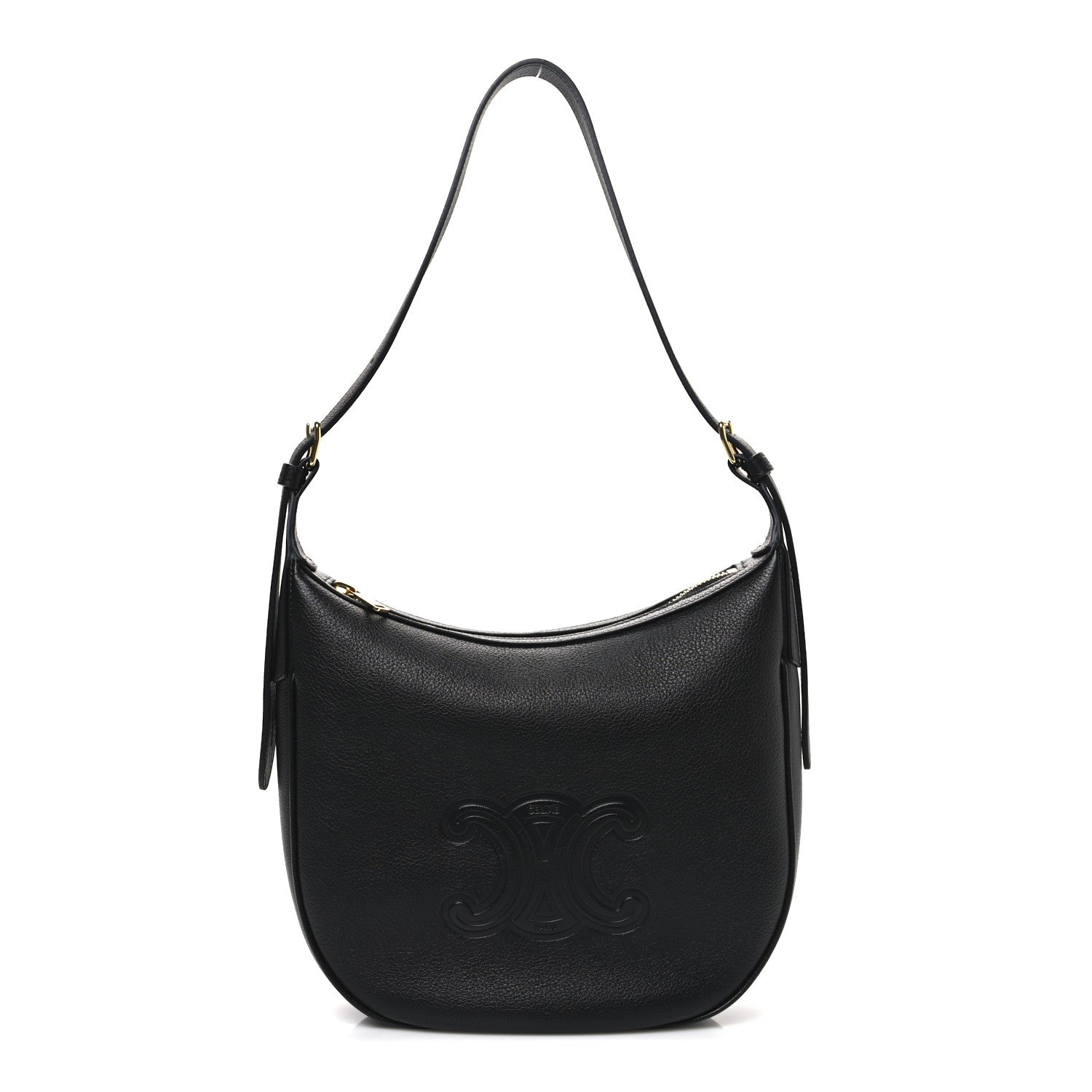 Celine Supple Calfskin Cuir Triomphe Small Heloise Shoulder Bag Black 1 of 11