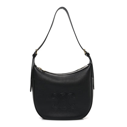 Celine Supple Calfskin Cuir Triomphe Small Heloise Shoulder Bag Black 1 of 11