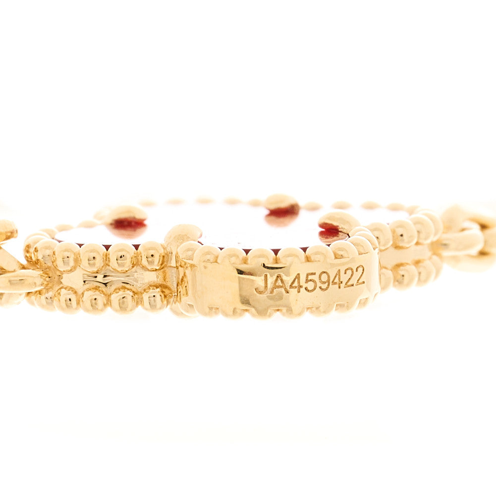 18K Yellow Gold Carnelian 5 Motifs Vintage Alhambra Bracelet