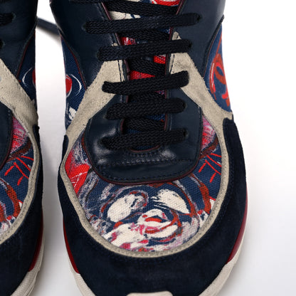 Chanel Canvas Suede Calfskin Womens CC Sneakers 35.5 Navy Red Black 14 of 14