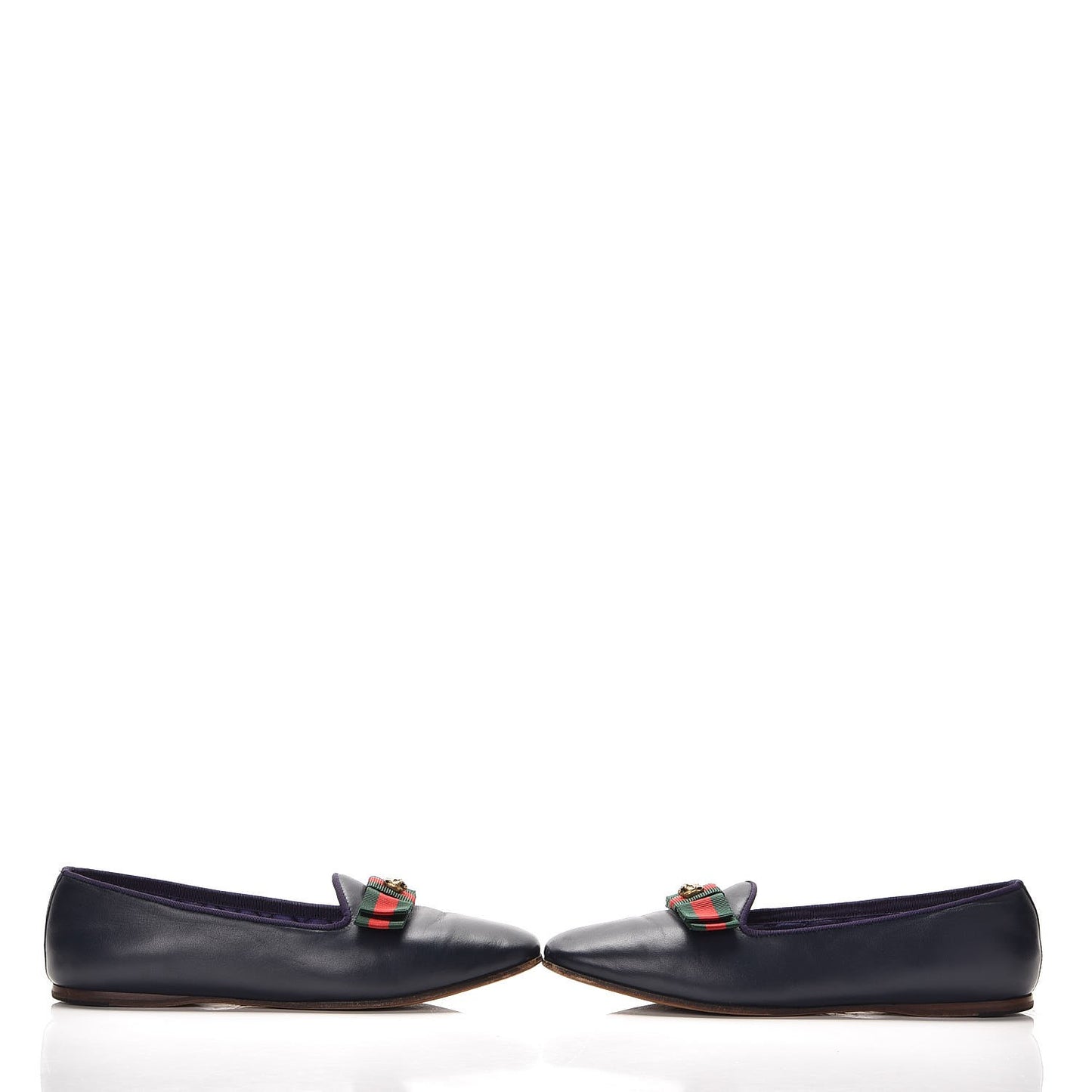 Calfskin Grosgrain Gallipolli Bow Loafers 38 Navy
