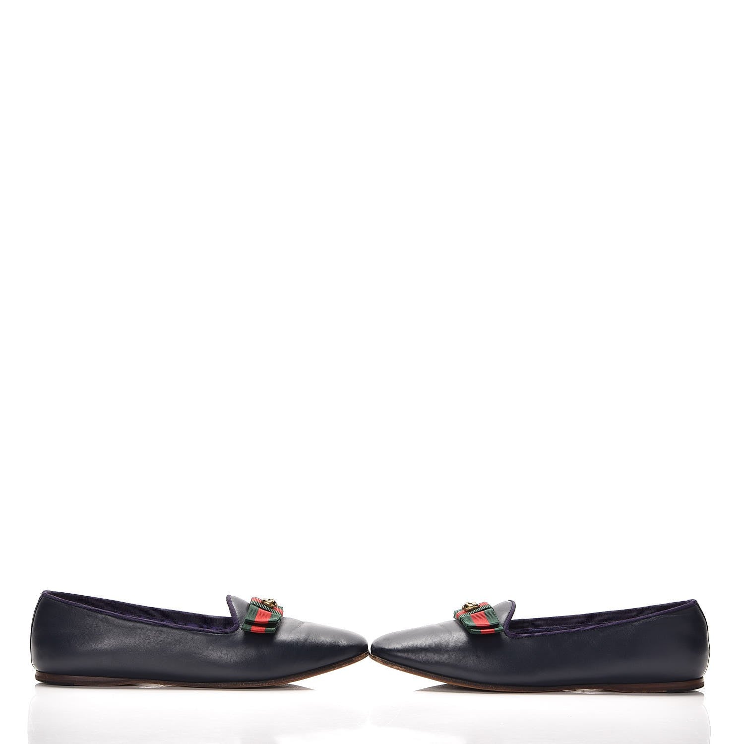 Gucci Calfskin Grosgrain Gallipolli Bow Loafers 38 Navy 14 of 18