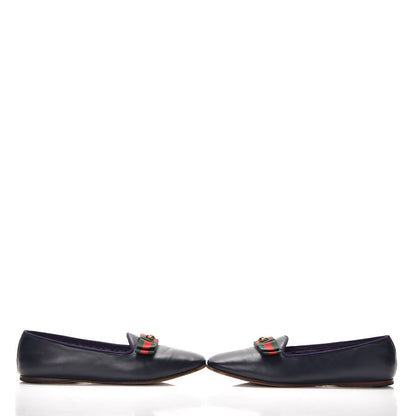 Gucci Calfskin Grosgrain Gallipolli Bow Loafers 38 Navy 14 of 18