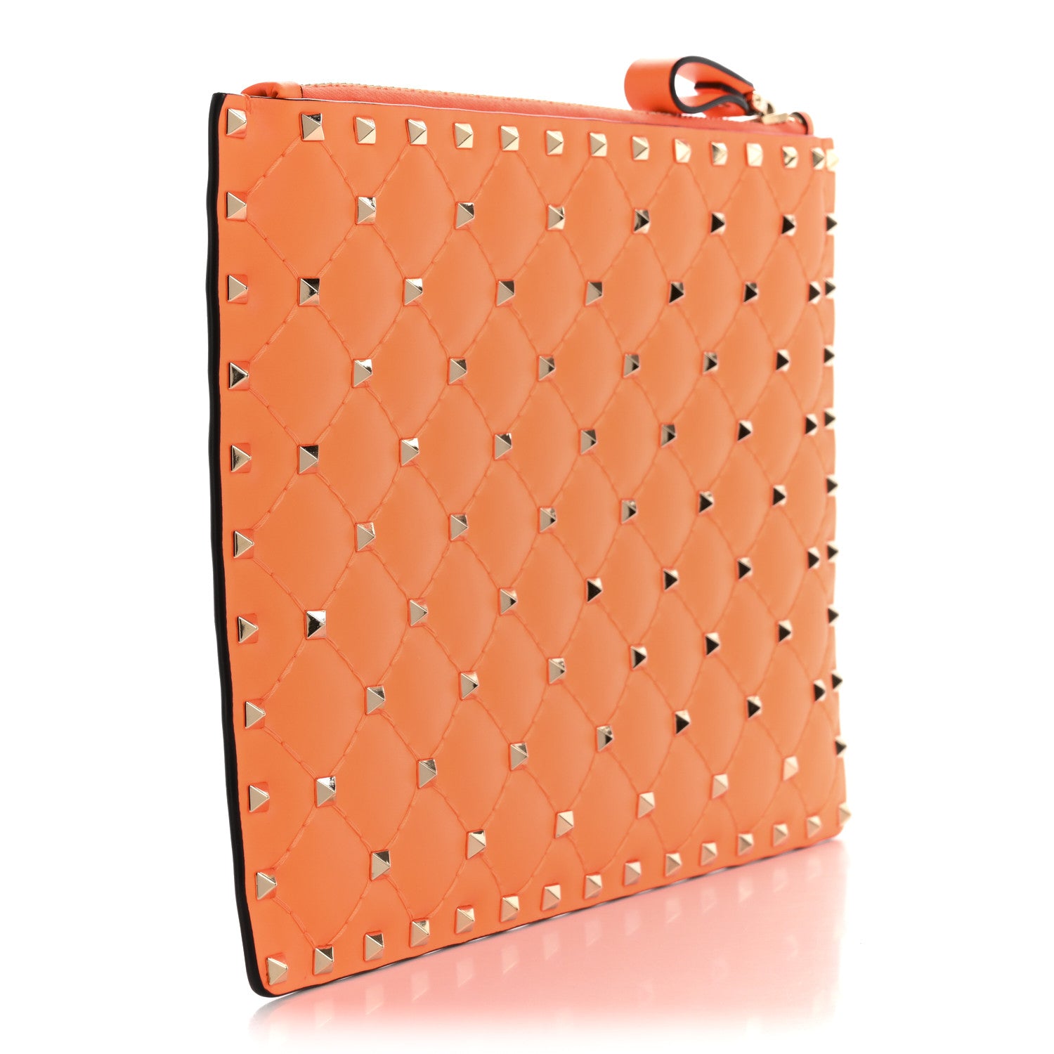 Valentino Garavani Nappa Rockstud Spike Pouch Neon Orange 3 of 7