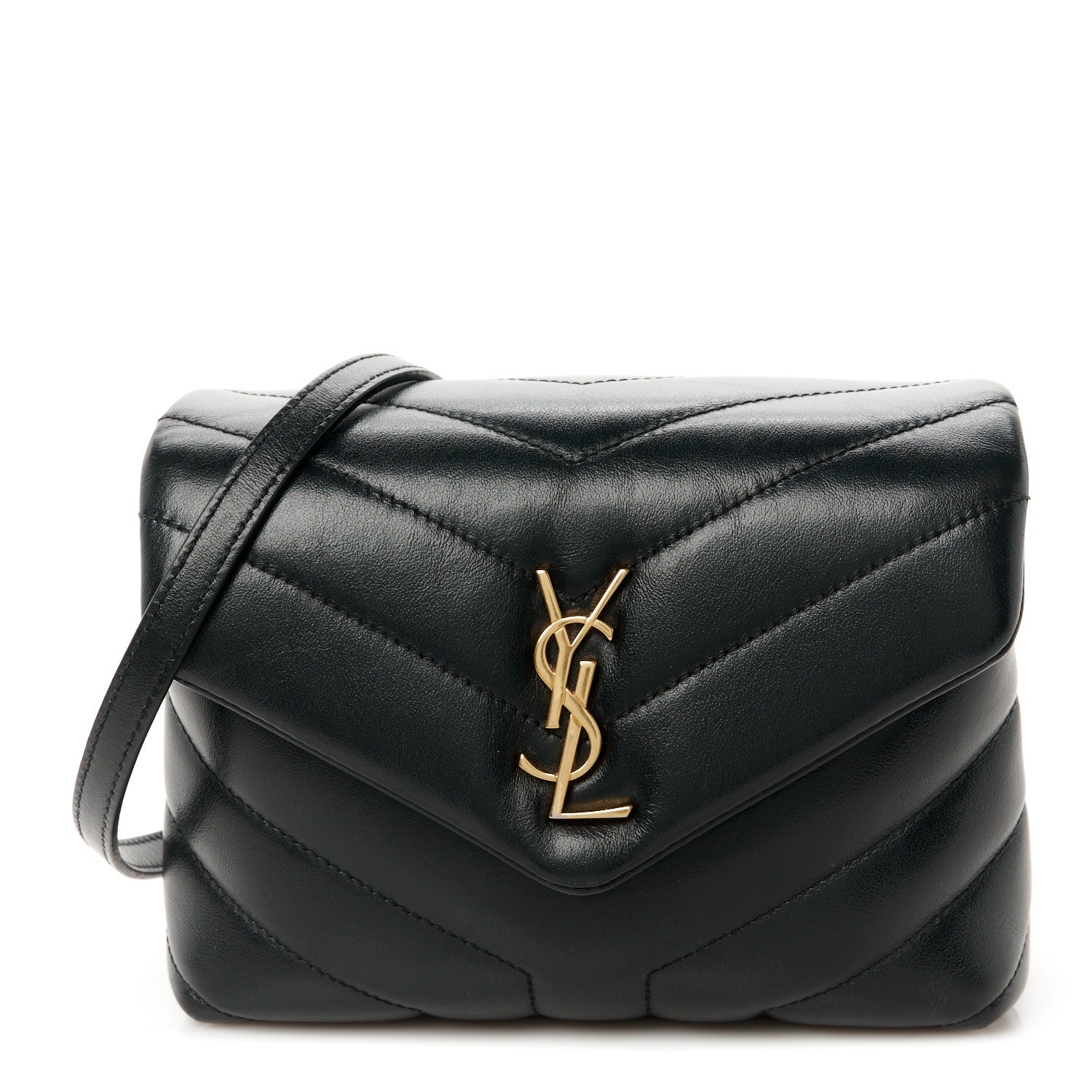 Saint Laurent Calfskin Y Quilted Monogram Toy Loulou Crossbody Bag Black 1 of 12