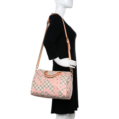 Louis Vuitton Damier Azur Tahitienne Speedy Bandouliere 30 Rose Ballerine 2 of 11