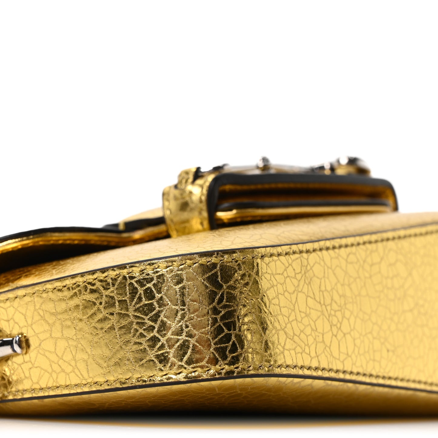 Metallic Demetra Mini Horsebit 1955 Asymmetric Shoulder Bag Gold