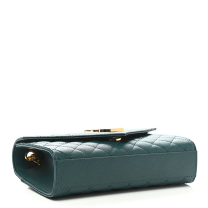 Saint Laurent Grain De Poudre Textured Mixed Matelasse Triquilt Small Monogram Satchel Sea Turquoise 4 of 11