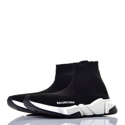 Balenciaga Neoprene Knit Womens Speed Sneakers 39 Black White 3 of 7