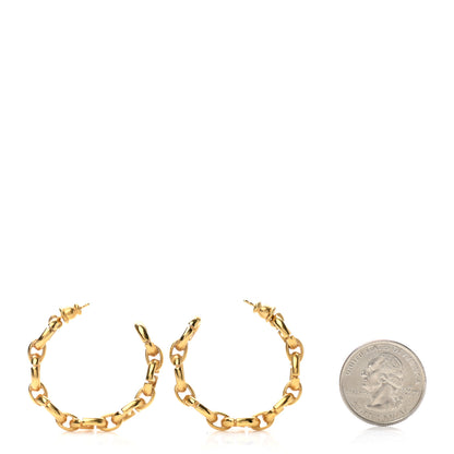 Christian Dior Metal Hoop Earrings Aged Gold 2 of 4