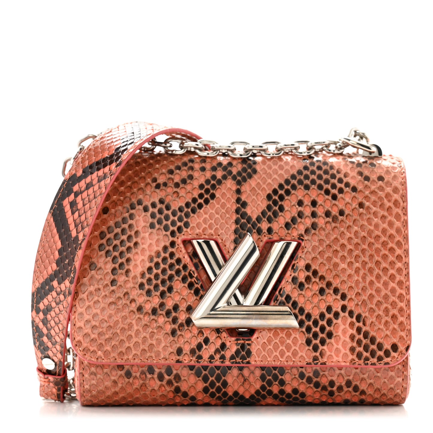 Snakeskin Twist Shoulder Bag PM Coral