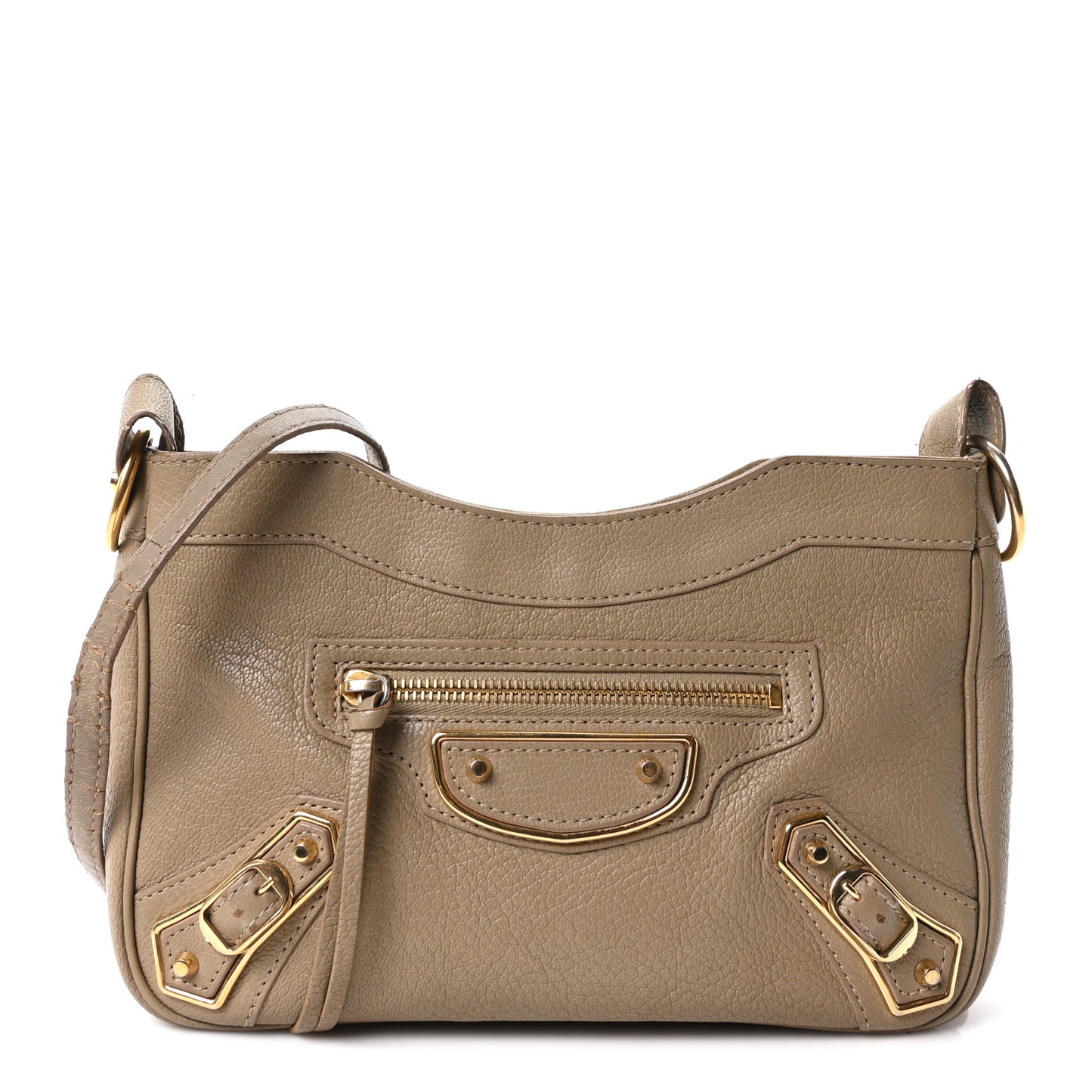Chevre Gold Metallic Edge Hardware Hip Beige Latte