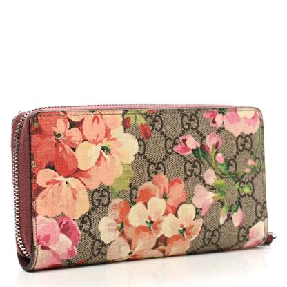 Gucci GG Supreme Monogram Blooms Zip Around Wallet Beige Multicolor Dry Rose 3 of 13